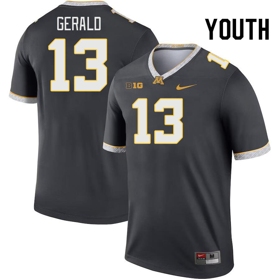 Youth #13 Mike Gerald Minnesota Golden Gophers College Football Jerseys Stitched-Charcoal